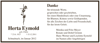 Traueranzeige von Herta Eymold von Pegnitz-Zeitung